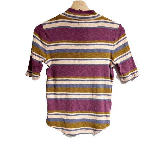 Madewell Mockneck Shirttail Tee Women Small Striped Purple Half Sleeve - Picture 4 of 4